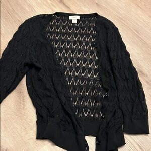 LOFT Women's Black Open-Knit Cardigan